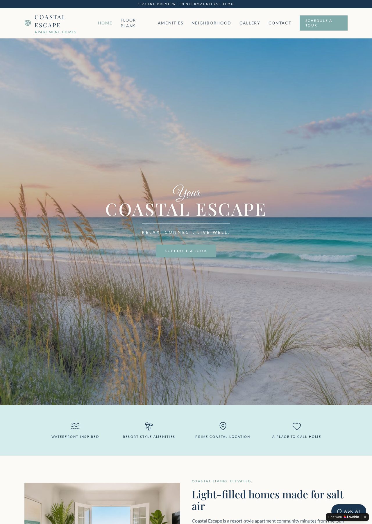Coastal Escape multifamily website theme