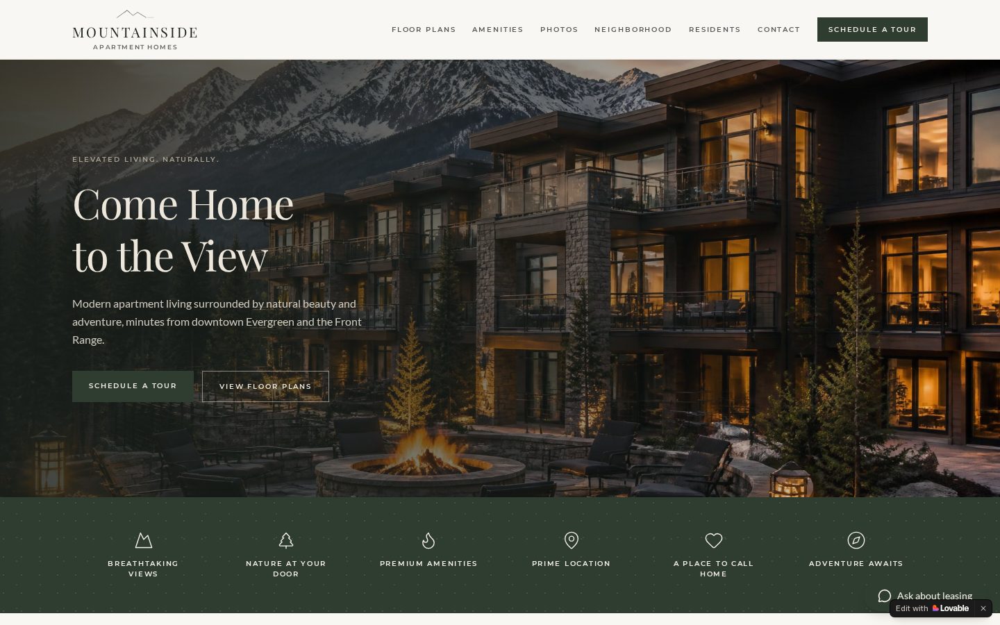 Mountainside multifamily website theme