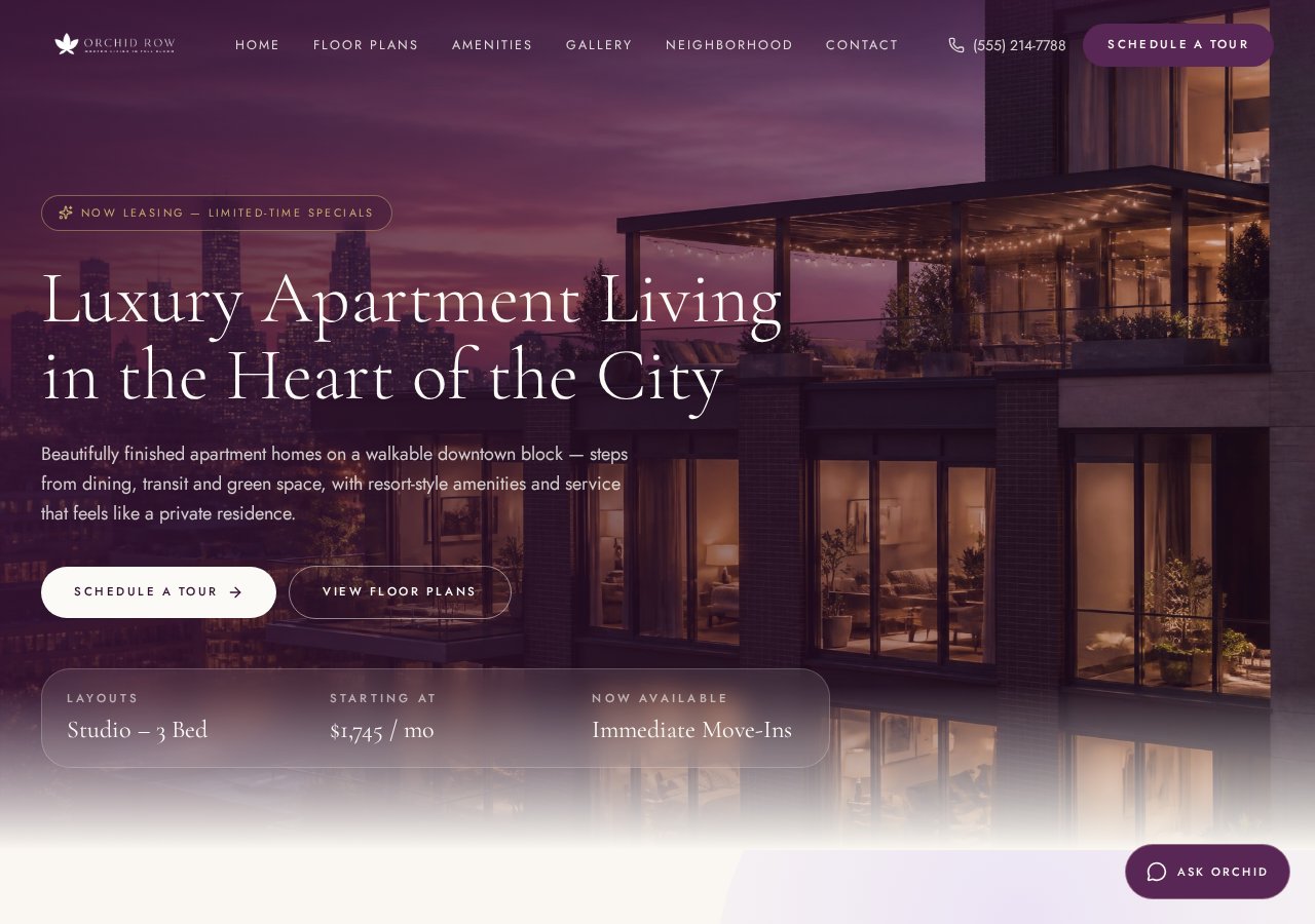 Orchid Row multifamily website theme